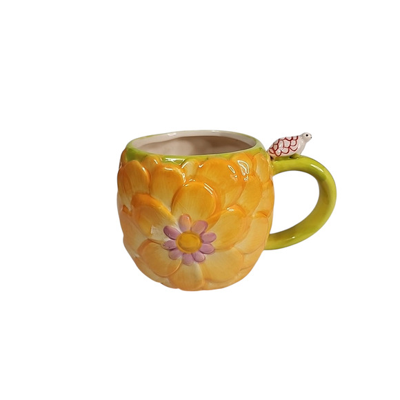 Rebecca Lyon Design Flower Mug Trutle On The Handle - Picture 1 of 7